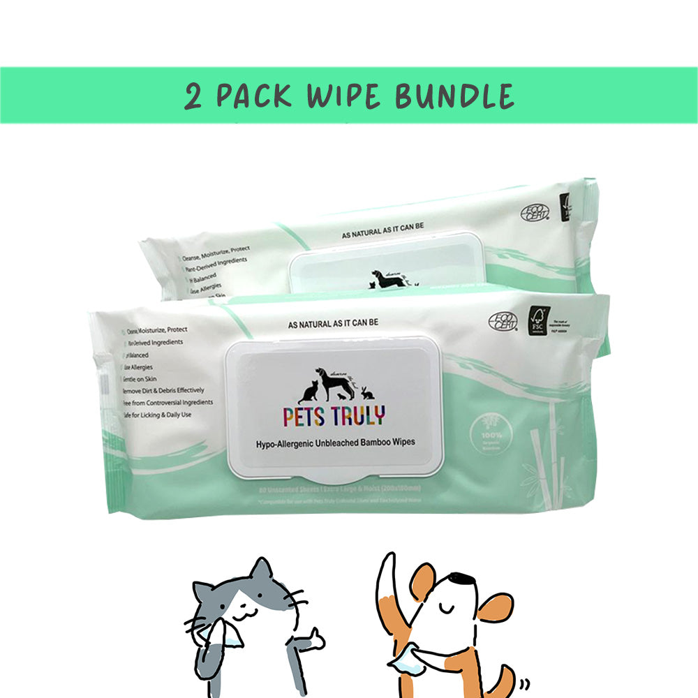 Pets Truly Hypo-Allergenic Organic Bamboo Pet Wipes [80 Sheets]