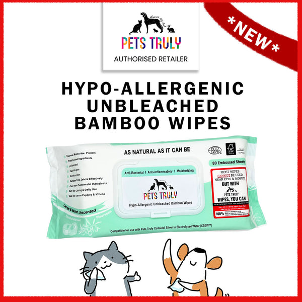 Pets Truly Hypo-Allergenic Organic Bamboo Pet Wipes [80 Sheets]
