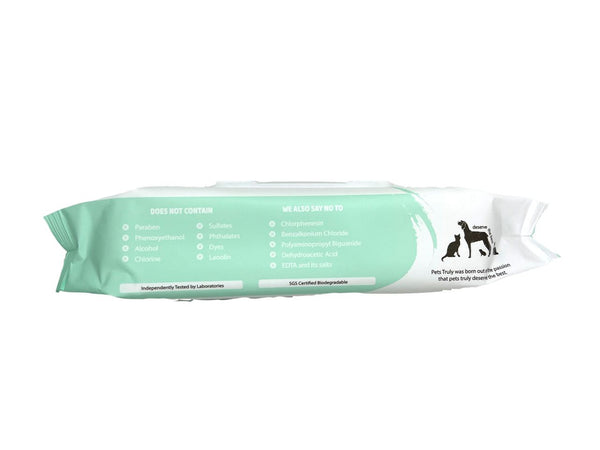 Pets Truly Hypo-Allergenic Organic Bamboo Pet Wipes [80 Sheets]